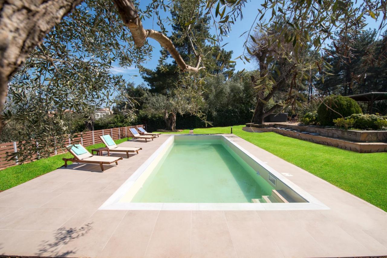 Spyrelia Villa With Private Pool & Outdoor Hot Tub Dassiá Exteriér fotografie